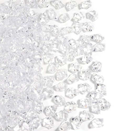 150 Pcs Fake Ice,17 * 23mm,Clear Acrylic Gems Vase Filler,Plastic Diamonds for Table Decoration DIY Craft Aquarium Display Party Centerpieces. - color: Clear, size: 17MMx23MM
