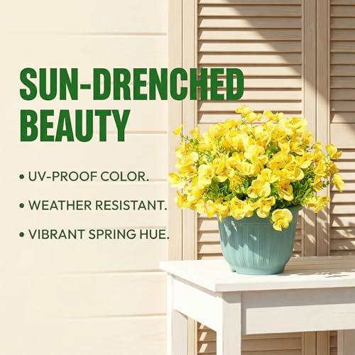 trytuny Artificial Flowers for Outdoor, Realistic Faux Plants for Outside Indoor Porch Patio Window Box Planter Home Decor (12pcs -Yellow) - size: 12PCS-dyellow