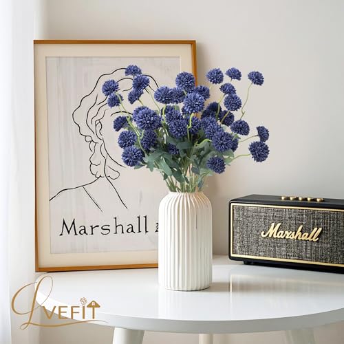 LVEFIT 10 Pcs Navy Blue Fake Mums Long Stem Flowers,Faux Kiku Flower Bulk,Silk Flowers Mini Chrysanthemum Floral Arrangements,Artificial Flowers Chrysanth Mini Fake Flower - color: Navy Blue