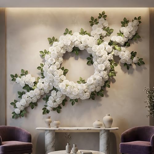 30pcs Real Looking White Foam Artificial Roses with Stems, Fake Rose Flowers for DIY Wedding Bouquets Bridal Shower Centerpieces Home Party Tables Valentine's Day Mother's Day Decor Gift - color: 30pcs White