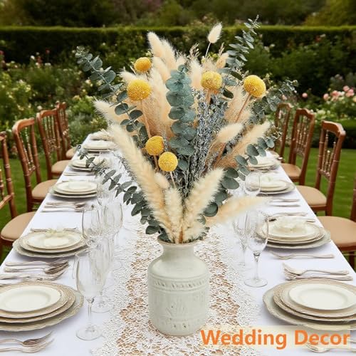 Dried Pampas Grass Bouquet – Boho Pampas Grass Decor for Home, Vase Fillers & Wedding — Natural Dried Flowers, Tall Pampas Grass for Floor Vase, Coastal, Scandinavian & Boho Room Decor (No Vase)