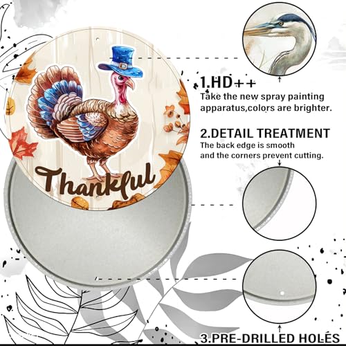 Vintage Thanksgiving Day Turkey Round Metal Sign Turkey Fall Sign Wall Art Rustic Wreath Wall Decoration for Indoor Outdoor Home Porch Window Decor 8 Inch - color: Thanksgiving 12, size: 8 inches