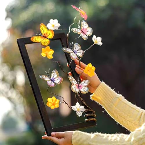 Artificial Butterfly Branche, Simulation Branch Stems with Fake Butterfly Floral Arrangement for Vase Filling Home Office Party Decoration (Colour Mixture) - color: Colour Mixture