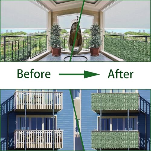 Artificial Ivy Privacy Fence Wall Screen, Artificial Hedges Fence and Faux Ivy Vine Leaf Decoration for Outdoor Garden Decor (20x120 in)