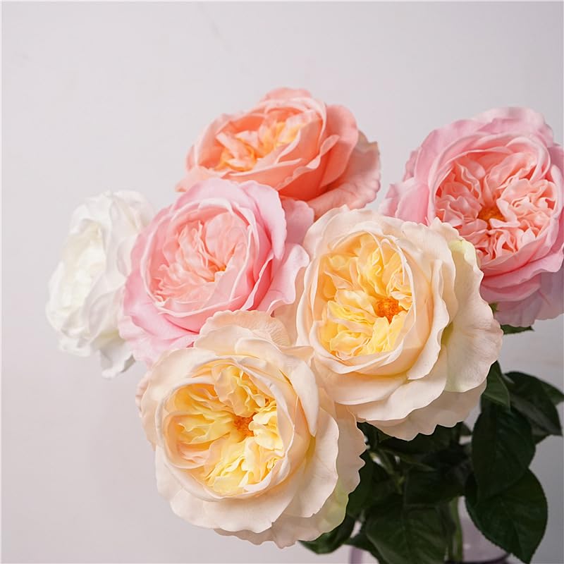 2Pcs 5.12" Silk Roses Big Bloom Fake White Rose with Stems 25.60" Long Real Touch Faux Rose Peonies Artificial Flowers for Arrangement Wedding Home Kitchen Spring Table Centerpiece (White) - color: White