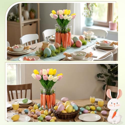 Tigeen 16 Pcs Fake Flowers Tulips 13" Artificial Flower Mother's Gift Day Centerpieces for Tables Decorations for Spring Easter Home Kitchen Wedding Bouquet Bulk