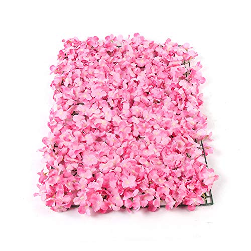 Flower Wall Panels, Artificial Wall Flower Backdrop Silk Hydrangea Petals Fake Flower Mat Wall Decor for Photo Background Party Wedding Wall Decoration 24''x16'' (20Pcs Pink)… - color: 20pcs Pink