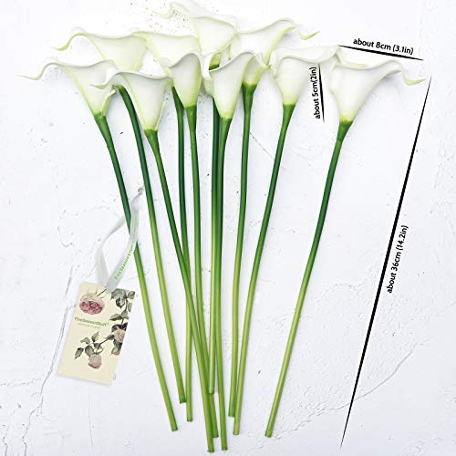 FiveSeasonStuff Real Touch Calla Lily Artificial Flowers Wedding Bridal Bouquet | Floral Arrangements | 15 Calla Lilies (Summer White) - color: Summer White