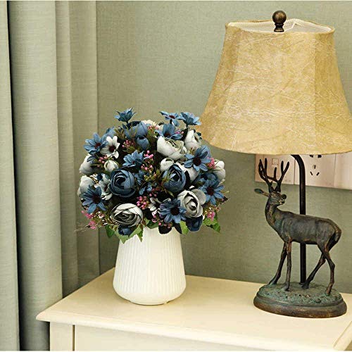 CATTREE Artificial Peony Bud Mixed Flowers, Plastic Plants Silk Fake Flowers Bouquet Bridal Home Garden Office Kitchen Bathroom Table Centerpieces Wedding Decor Decorations 4 pcs - Blue - color: Ocean Blue-4pack