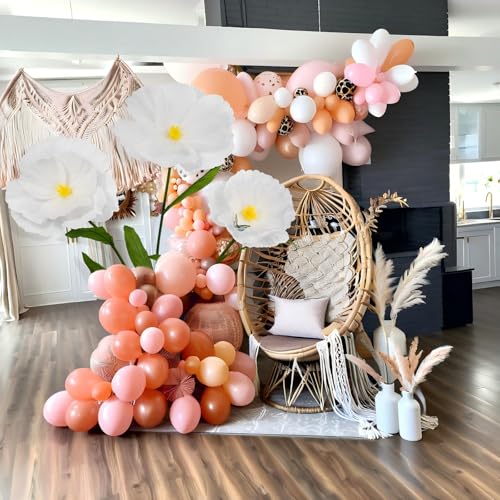 5.8 Ft Giant Artificial Flowers,Large Paper Flower,Huge Poppy Flowers Decoration for Wedding,Hotel,Office,Window Display and Home Farmhouse Decor(White) - color: White
