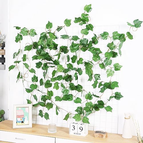 Elegant 38 Ft Autumn Artificial Grape Leaf Garland - 5 Strands, Highly Realistic Fall Decor for Weddings, Home, Parties, & Wall Display