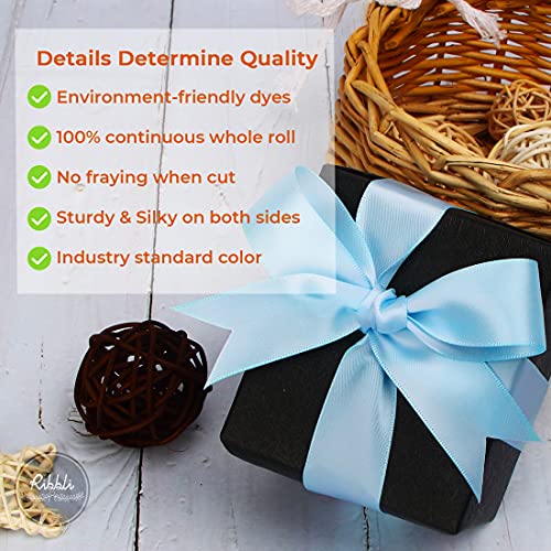 Ribbli Light Blue Double Faced Satin Ribbon,1” x Continuous 25 Yards,Use for Bows Bouquet,Gift Wrapping,Baby Shower,Floral Arrangement - color: Blue Light, size: 1 inch