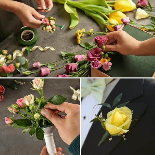 DOMMARE Green Floral Tape Flower Tape, 1/2 Inch 4Pcs Flower Wrapping Tape, Floral Bouquet Supplies for Bouquet Floral Arranging Flowers Stem Wrapping, Wedding Bouquet, Wreath, Garden Decor, 32 Yard - color: 4Pcs Grass Green, style: Normal & Non-sticky