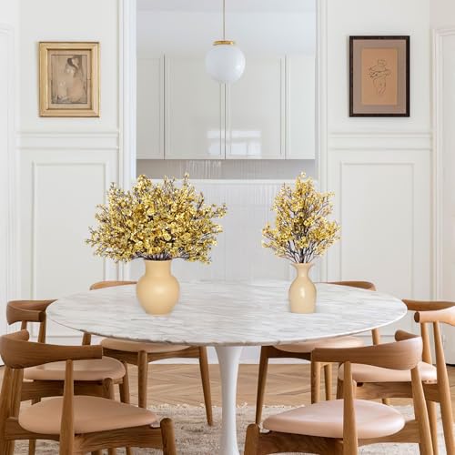 Babys Breath Artificial Flowers, 16 Bundles Gold Real Touch Fake Flowers Silk Flowers for Vase Home Office Wedding Spring Indoor Outdoor Centerpiece Table Party Decorations - color: Gold, size: 16 Bundles