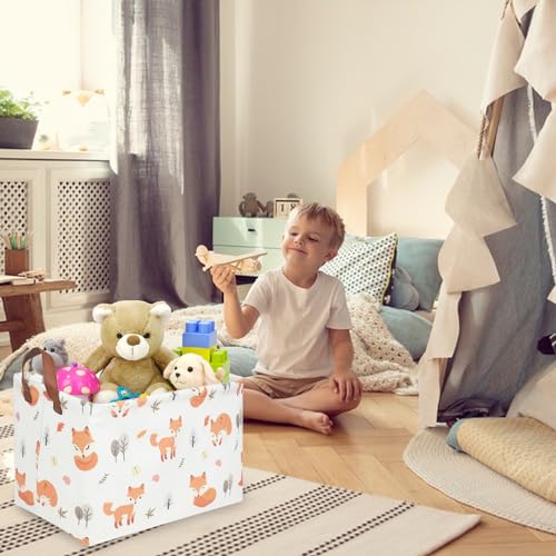 Rectangle Fox Basket,Collapsible canvas waterproof storage basket,Toy Organizer,Laundry Baskets for Kid Rooms,Baby Room decor,Toy Baskets,Woodland Nursery Decor(Fox) - color: Fox
