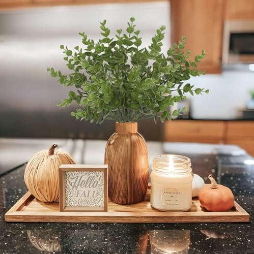 5 Stems Artificial Fall Greenery – 14.6" Eucalyptus Leaf Stems for Autumn Floral Arrangements, Thanksgiving Centerpieces, Fall Decor Bouquets, Olive Green - color: Eucalyptus - Olive Green