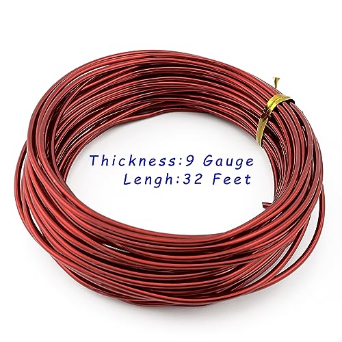 11 Yard Aluminum Wire Bendable Metal Wire Jewelry Craft Wire Beading Floral Making Jewelry Making Doll Making (9 Gauge, Red) - color: Red, size: 9 Gauge