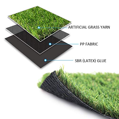 Artificial Grass Lawn Turf 4 FT x 7 FT(28 Square FT) 0.8inch Realistic Synthetic Grass Mat, Indoor Outdoor Garden Lawn Landscape for Pets,Fake Faux Grass Rug with Drainage Holes - size: 4FTx7FT