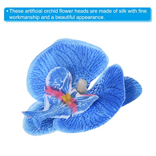 PATIKIL 7cm/2.8" Artificial Orchid Flower Heads, 20 Pack Silk Phalaenopsis Fake Butterfly Orchid Heads for Wedding Floral Bouquet Decor DIY Craft Making, Blue - color: Blue, size: 2.8"