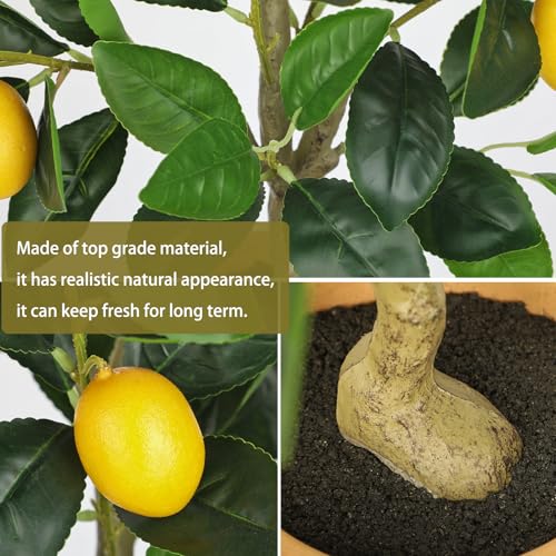Oairse Artificial Potted Plants 19.7 inches Small Fake Lemon Tree Artificial Lemons Citrus Tree with Terracotta Pot Faux Plants Indoor Lemon Decorations for Home,Office, Living Room Table, Desk - style: Terracotta Pot
