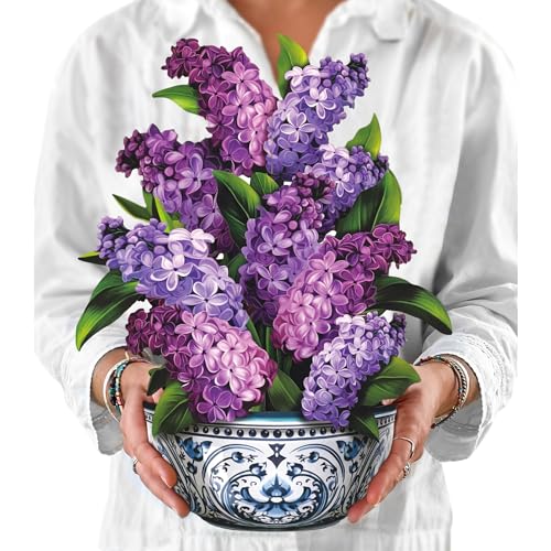 Freshcut Paper Pop Up Cards, Garden Lilacs, 12 Inch Life Sized Forever Flower Bouquet 3D Popup Greeting Card, Birthday Cards, Thank You Card, Blank Notecard & Envelope - color: Garden Lilacs, size: Classic