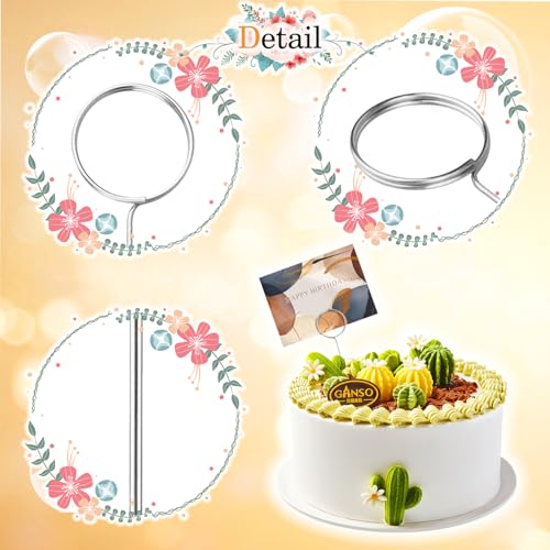 30 Pcs Metal Wire Floral Picks 13 Inch Wire Place Card Holder, Metal Table Name Number Clips Picture Stand, Round Photo Memo Flower Card Holder for Wedding Party Birthday Cake (Silver Round)  - color: Silver, size: 30 Pcs-Round