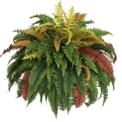 Muhanjia 50” Silky Artificial Boston Fern, 128 Fronds Large Hanging Plants for Outside Planter,Bush Floor Plants Large for Home Decor Porch Patio Garden Indoor Outdoor (128Fronds1Pcs) - color: 128fronds1pcs