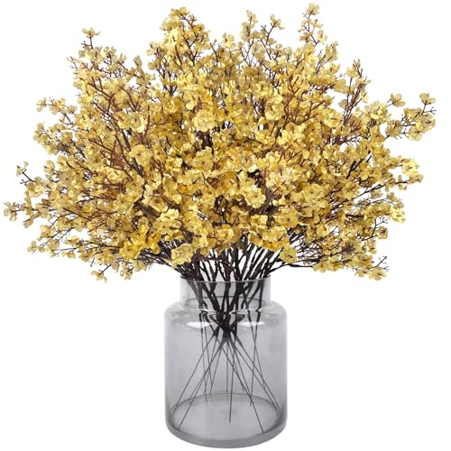 Babys Breath Artificial Flowers, 16 Bundles Gold Real Touch Fake Flowers Silk Flowers for Vase Home Office Wedding Spring Indoor Outdoor Centerpiece Table Party Decorations - color: Gold, size: 16 Bundles