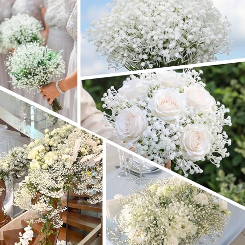 120 Pcs Baby Breath Artificial Flowers Bulk, 11.8inches White Artificial Flowers Baby Breath Gypsophila Flower para Decoracion for Wedding Party Home Garden Decoration