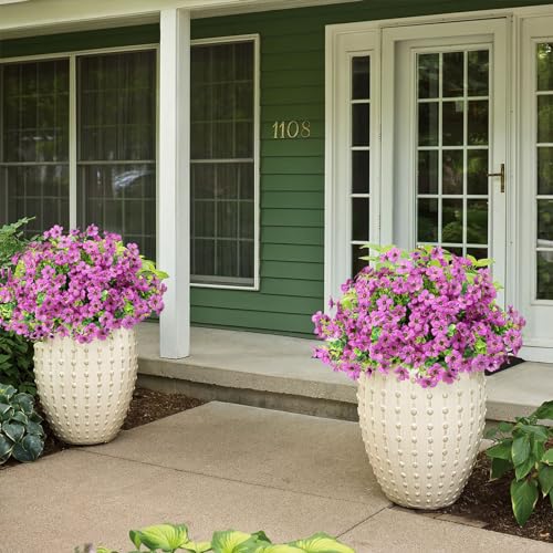 ATTGREAT Artificial Flowers Outdoors Faux Plants UV Resistant Fake Flowers Daisy 12 Bundles Plastic Greenery Plnats Outside for Garden Planter Patio Porch Spring Summer Home Home Decor, Purple - color: Purple, size: 12PCS