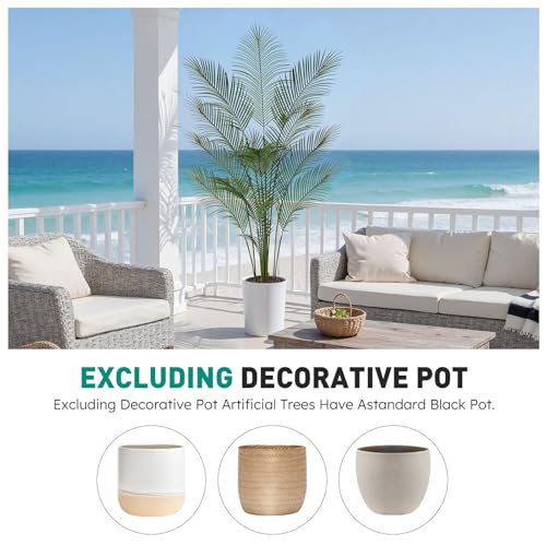 Artificial Palm Tree 6FT Tall Faux Palm Tree Indoor Fake Plants Faux Tropical Plant, UV Resistant & Maintenance Free Indoor/Outdoor Fake Tree in Pot for Home Office Living Room Patio Decor - style: 6FT Fine Leaved