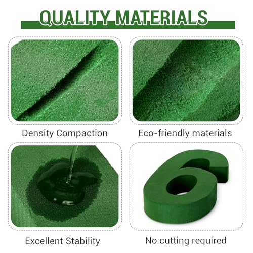 Leinuosen 12inch Dry and Wet Floral Foam Numbers Blocks Green Foam Blocks for Fresh and Artificial Flowers for Weddings Birthday Flower Arrangement Craft Project Garden Decoration(Number 6) - style: Number 6