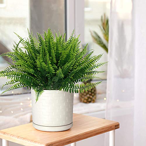 Artificial Fern Boston Plants, Plastic Shrubs Grass Fake Greenery Ferns Bushes for Home Garden Office Kitchen Outdoor Indoor UV Resistant Wedding DIY Decor Planter Filler Christmas Decoration - 4 Pack - color: Fern Grass/ 4 Pack