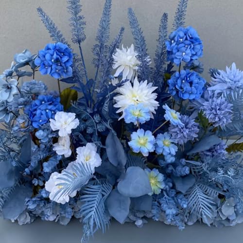FagusHome Silk Hydrangea Heads 36 Pcs Artificial Flowers Heads and 3 Dozens Stems Fake Hydrangea Flowers with Stems for Home Wedding Decor (Blue) - color: Blue