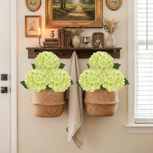 Hollyone 3Pcs Light Green Hydrangea Artificial Flowers Real Touch Faux Silk Hydrangeas Flowers with Stem Fake Florals Flower for Home Wedding Table Centerpiece Vase Arrangements Decoration - color: Light Green