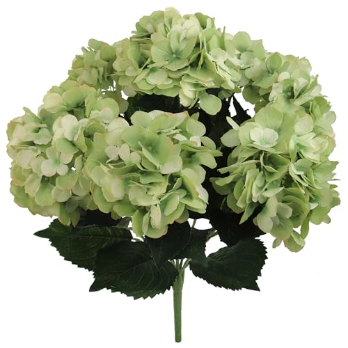 Larksilk Hydrangea Artificial Flowers - Faux Hydrangea Flowers - Home Decor, Easter Decorations, Spring Decor - Floral Centerpieces for Tables - 20" Floral Stems, Green, 2 Pieces - color: Green, size: Pack of 2