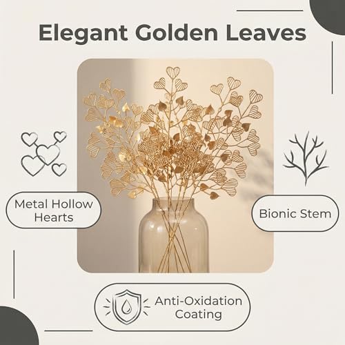 40 Pcs Decor Fake Heart Leaves for Christmas Decor Gold Leaf Artificiales para Table Wedding Home Room Office Decoracion (16inch) - color: Gold-b