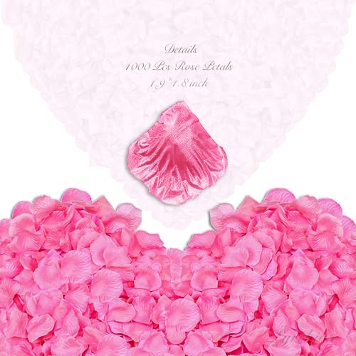 Pyrrhiax 1000Pieces Rose Petals, Artificial Flower Petals Fake Rose Petals for Romantic Night,Wedding,Proposal Anniversary Flower Decorations (Deep Pink) - color: Deep Pink, size: 1000pcs