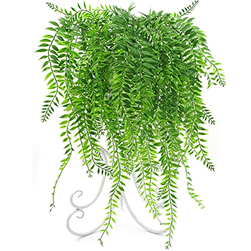 Fake Weeping Willow, Artificial Hanging Plants Plastic Greenery Leaves Plant Faux Vine Hanging Vines Ivy Garland for Home Indoor Outdoor Face Wall Decoration Garden Basket Wedding Party Decor - 4 Pcs - color: Hanging Willow Vine 4pcs