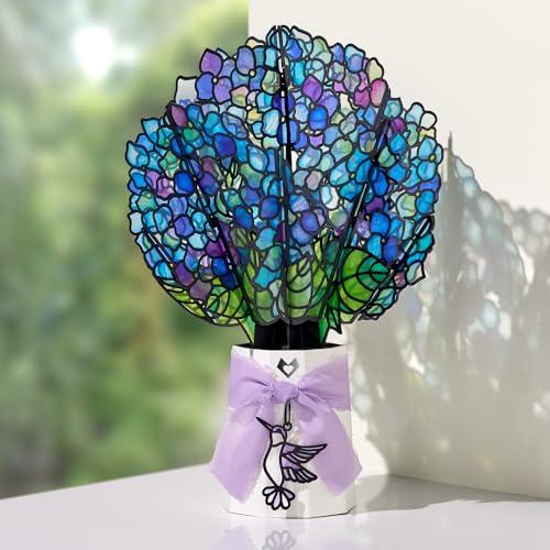 Lovepop Sunlit Hydrangeas Suncatcher Bouquet - 3D Pop Up Paper Flower Centerpiece for Mom, Her, Him, Women (Mother's Day, Birthday, Thank You, Get Well) 12 Inch - color: Sunlit Hydrangeas Suncatcher Bouquet