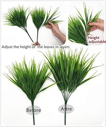 CATTREE Artificial Wheat Grass, Plastic Plants Shrubs Bushes Fake Green Leaves Wedding Indoor Outdoor Home Garden Verandah Kitchen Office Table Centerpieces Arrangements Christmas Decoration 5 pcs - color: Wheat Grass 5pcs