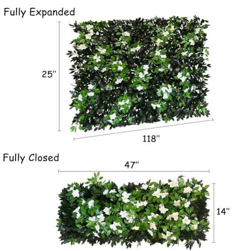 Sumery Expandable Fence Privacy Screen for Balcony Patio Outdoor,Decorative Faux Ivy Fencing Panel,Artificial Hedges (Single Sided Leaves) (1, Branches -White Fowers) - color: Branches -White Fowers