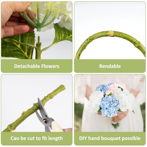3Pcs Real Touch Artificial Hydrangeas 21" Latex Faux Hydrangea Flowers Stems for Vases, Wedding Centerpieces, Home Decor — Removable Heads,Blue - color: Blue