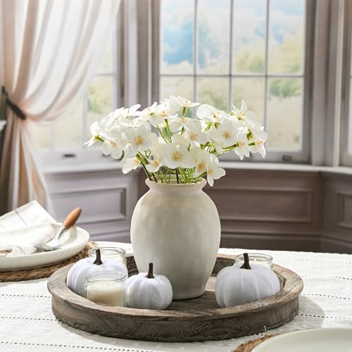 5.94" Ceramic Vase for Home Decor, Decorative Terracotta Farmhouse Rustic Vases for Living Room Kitchen Bedroom Bathroom Entryway Mantel Table, Pottery Vases for Pampas Grass Fresh Dried Flowers - color: Off-white- 5.94"