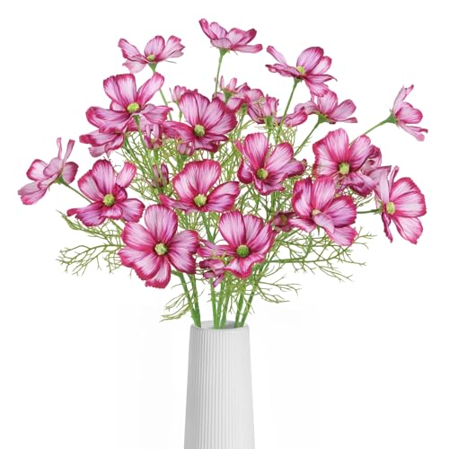 IPOPU 8Pcs Fuchsia Artificial Cosmos Flowers 40 Heads Daisy Fake Flower Faux Wildflowers for Wedding and Engagement DIY Bridal Bouquet Living Room Bathroom Home Decor - color: Fuchsia)