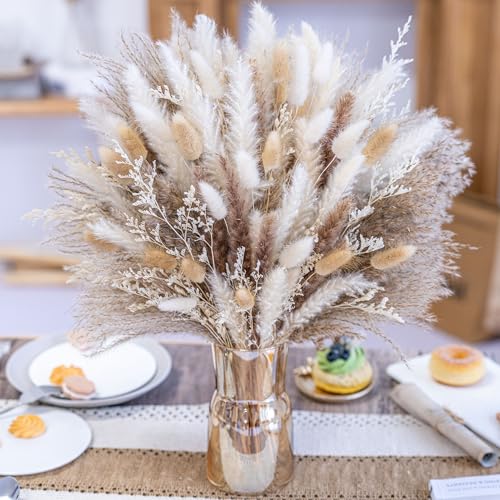 180 Pcs Pampas Grass Decor | Natural Dried Flowers | Boho Dried Floral Arrangement Centerpiece Table Decor Wedding Rustic Decor - size: 180PCS