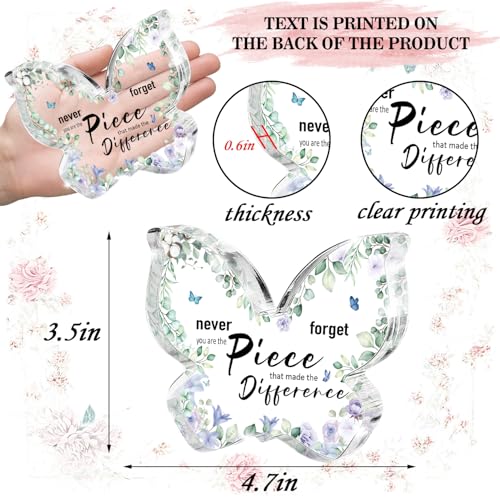 Thank You Teacher Appreciation Gifts For Women,Inspirational Butterfly Acrylic,Goodbye Graduation Gift For Coworkers Office Decor,Retirement Party Decorations,Employee Appreciation - color: Green Purple