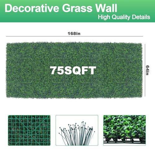 Yangrass Artificial Fence Panel Roll,64"x 168"(75 sq.ft) UV-Anti Faux Ivy Leaves Privacy Fence Screen Grass Wall Roll Panels for Indoor Home Decor and Outdoor Garden Backyard - size: 64x168 IN