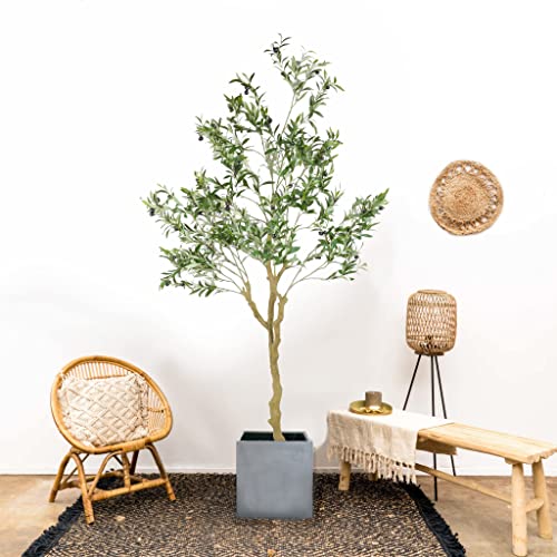 Nafresh Tall Faux Olive Tree，7ft（84in） Realistic Potted Silk Artificial Olive Tree， Fake Olive Trees Indoor for Home Office Living Room Bedroom Stairs Foyer Decor.2pack. - size: 7ft-2pack