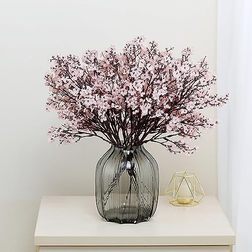 JAKY-Global Babys Breath Fabric Cloth Artificial Flowers 6 Bundle European Fake Silk Plants Decor Wedding Party Decoration Bouquets Real Touch DIY Home Garden (Autumn Pink-6pcs) - color: Autumn Pink, size: 6 Bundles